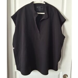 FIGS Technical Collection Black Scrub Top XXL Mandarin Collar Sleeveless AA2
